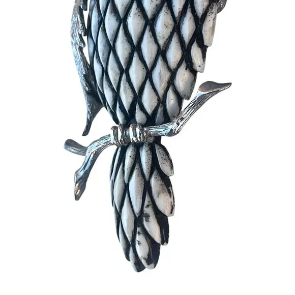 Signed Razza Large Owl Pendant Necklace With Articulating Branch Silver-Tone VTG - Picture 5 of 10